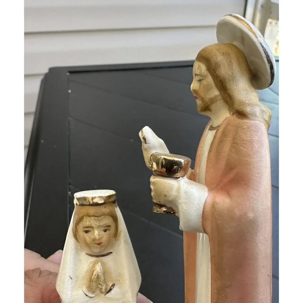 VINTAGE 1950'S SANMYRO JESUS LITTLE GIRL FIRST HOLY COMMUNION FIGURINE 5